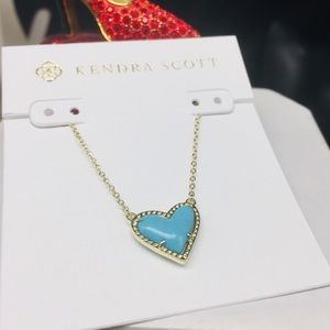 Kendra Scott Ari Heart Turquoise Magnesite necklace Gold Plated